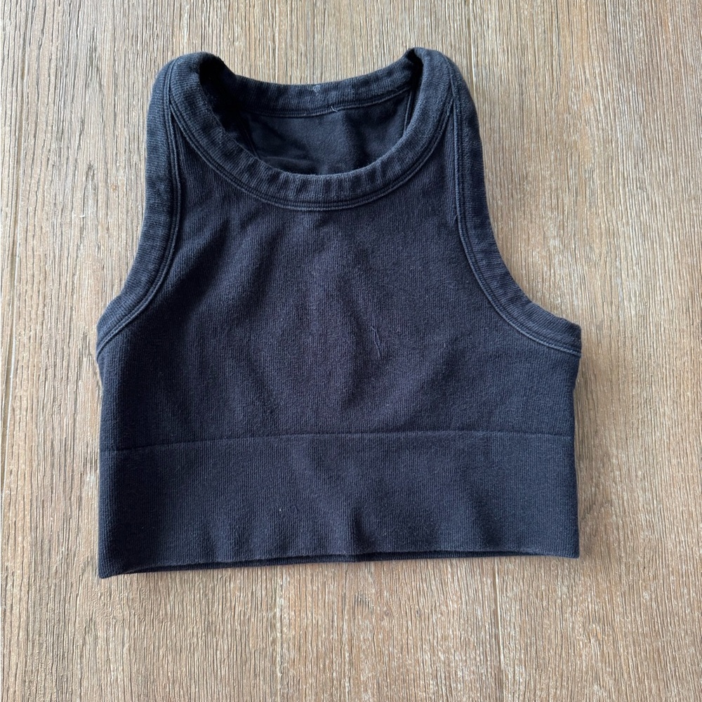 ALO Yoga Black Cropped Ribbed Tank Top